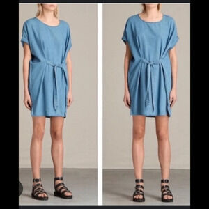 Allsaints Sonny Denim Tie Dress
